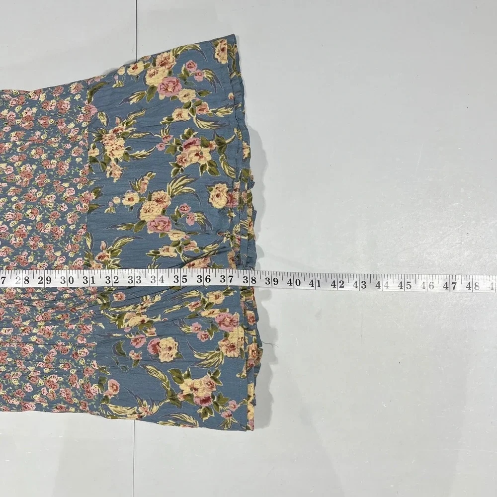 Indira VTG Boho Cottagecore Tiered Floral Maxi Skirt Size Large Feminine Renfair